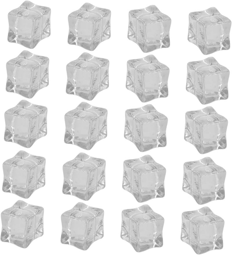 20Pcs Clear Textured Plastic Fake Ice Cubes For Bar Decor Photography Props Vase Fillers - Image 1